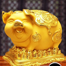 Load image into Gallery viewer, Chinese Feng Shui Good Fortune Wealth Gold Money Piggy Bank Statue Home/Office Decor Sculpture Craft Living Room TV Cabinet Fortune Ornament Housewarming Gift