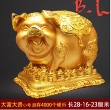 Load image into Gallery viewer, Chinese Feng Shui Good Fortune Wealth Gold Money Piggy Bank Statue Home/Office Decor Sculpture Craft Living Room TV Cabinet Fortune Ornament Housewarming Gift