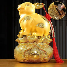 Load image into Gallery viewer, Chinese Feng Shui Good Fortune Wealth Gold Money Rabbit Statue Home/Office Decor Sculpture Craft Living Room TV Cabinet Fortune Ornament Housewarming Gift