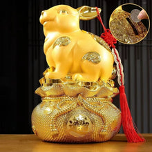Load image into Gallery viewer, Chinese Feng Shui Good Fortune Wealth Gold Money Rabbit Statue Home/Office Decor Sculpture Craft Living Room TV Cabinet Fortune Ornament Housewarming Gift