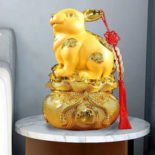 Load image into Gallery viewer, Chinese Feng Shui Good Fortune Wealth Gold Money Rabbit Statue Home/Office Decor Sculpture Craft Living Room TV Cabinet Fortune Ornament Housewarming Gift