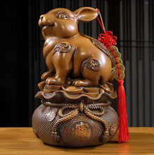 Load image into Gallery viewer, Chinese Feng Shui Good Fortune Wealth Gold Money Rabbit Statue Home/Office Decor Sculpture Craft Living Room TV Cabinet Fortune Ornament Housewarming Gift