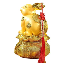 Load image into Gallery viewer, Chinese Feng Shui Good Fortune Wealth Gold Money Rabbit Statue Home/Office Decor Sculpture Craft Living Room TV Cabinet Fortune Ornament Housewarming Gift