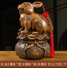 Load image into Gallery viewer, Chinese Feng Shui Good Fortune Wealth Gold Money Rabbit Statue Home/Office Decor Sculpture Craft Living Room TV Cabinet Fortune Ornament Housewarming Gift