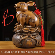 Load image into Gallery viewer, Chinese Feng Shui Good Fortune Wealth Gold Money Rabbit Statue Home/Office Decor Sculpture Craft Living Room TV Cabinet Fortune Ornament Housewarming Gift