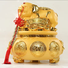 Load image into Gallery viewer, Chinese Feng Shui Good Fortune Wealth Gold Money Piggy Bank Statue Home/Office Decor Sculpture Craft Living Room TV Cabinet Fortune Ornament Housewarming Gift