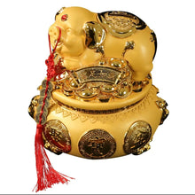 Load image into Gallery viewer, Chinese Feng Shui Good Fortune Wealth Gold Money Piggy Bank Statue Home/Office Decor Sculpture Craft Living Room TV Cabinet Fortune Ornament Housewarming Gift