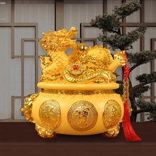 Load image into Gallery viewer, Chinese Feng Shui Good Fortune Wealth Gold Money Dragon Statue Home/Office Decor Sculpture Craft Living Room TV Cabinet Fortune Ornament Housewarming Gift