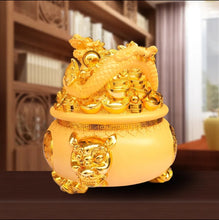Load image into Gallery viewer, Chinese Feng Shui Good Fortune Wealth Gold Money Dragon Statue Home/Office Decor Sculpture Craft Living Room TV Cabinet Fortune Ornament Housewarming Gift