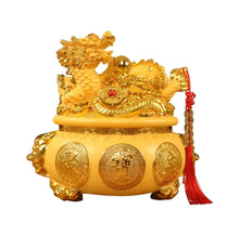 Load image into Gallery viewer, Chinese Feng Shui Good Fortune Wealth Gold Money Dragon Statue Home/Office Decor Sculpture Craft Living Room TV Cabinet Fortune Ornament Housewarming Gift