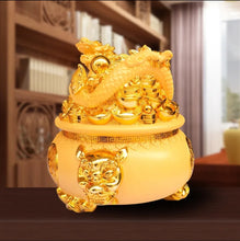 Load image into Gallery viewer, Chinese Feng Shui Good Fortune Wealth Gold Money Dragon Statue Home/Office Decor Sculpture Craft Living Room TV Cabinet Fortune Ornament Housewarming Gift