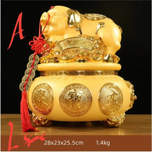 Load image into Gallery viewer, Chinese Feng Shui Good Fortune Wealth Gold Money Piggy Bank Statue Home/Office Decor Sculpture Craft Living Room TV Cabinet Fortune Ornament Housewarming Gift