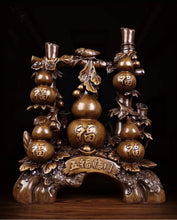 Load image into Gallery viewer, Chinese Feng Shui Good Fortune Wealth Gold Money Gourds Statue Home/Office Decor Sculpture Craft Living Room TV Cabinet Fortune Ornament Housewarming Gift