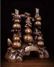 Load image into Gallery viewer, Chinese Feng Shui Good Fortune Wealth Gold Money Gourds Statue Home/Office Decor Sculpture Craft Living Room TV Cabinet Fortune Ornament Housewarming Gift