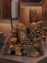 Load image into Gallery viewer, Chinese Feng Shui Good Fortune Wealth Double Pen Holder Gold Money Pixiu/Lion Statue Home/Office Decor Sculpture Craft Living Room TV Cabinet Fortune Ornament Housewarming Gift