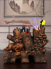Load image into Gallery viewer, Chinese Feng Shui Good Fortune Wealth Double Pen Holder Gold Money 3 Sheep Statue Home/Office Decor Sculpture Craft Living Room TV Cabinet Fortune Ornament Housewarming Gift