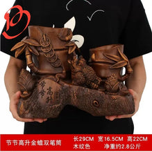 Load image into Gallery viewer, Chinese Feng Shui Good Fortune Wealth Double Pen Holder Gold Money Toad Statue Home/Office Decor Sculpture Craft Living Room TV Cabinet Fortune Ornament Housewarming Gift
