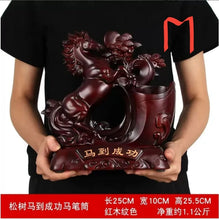 Load image into Gallery viewer, Chinese Feng Shui Good Fortune Wealth Double Pen Holder Gold Money Ox Cow Statue Home/Office Decor Sculpture Craft Living Room TV Cabinet Fortune Ornament Housewarming Gift