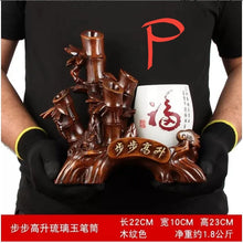 Load image into Gallery viewer, Chinese Feng Shui Good Fortune Wealth Double Pen Holder Gold Money Toad Statue Home/Office Decor Sculpture Craft Living Room TV Cabinet Fortune Ornament Housewarming Gift