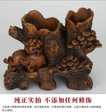 Load image into Gallery viewer, Chinese Feng Shui Good Fortune Wealth Double Pen Holder Gold Money Ox Cow Statue Home/Office Decor Sculpture Craft Living Room TV Cabinet Fortune Ornament Housewarming Gift
