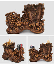 Load image into Gallery viewer, Chinese Feng Shui Good Fortune Wealth Double Pen Holder Gold Money 13-Layer Wenchang Temple Statue Home/Office Decor Sculpture Craft Living Room TV Cabinet Fortune Ornament Housewarming Gift