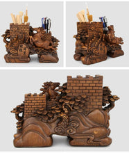 Load image into Gallery viewer, Chinese Feng Shui Good Fortune Wealth Double Pen Holder Gold Money Ox Cow Statue Home/Office Decor Sculpture Craft Living Room TV Cabinet Fortune Ornament Housewarming Gift