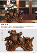Load image into Gallery viewer, Chinese Feng Shui Good Fortune Wealth Double Pen Holder Gold Money Horse Statue Home/Office Decor Sculpture Craft Living Room TV Cabinet Fortune Ornament Housewarming Gift