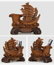 Load image into Gallery viewer, Chinese Feng Shui Good Fortune Wealth Double Pen Holder Gold Money Pixiu/Lion Statue Home/Office Decor Sculpture Craft Living Room TV Cabinet Fortune Ornament Housewarming Gift