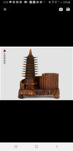 Load image into Gallery viewer, Chinese Feng Shui Good Fortune Wealth Double Pen Holder Gold Money Power Eagle Statue Home/Office Decor Sculpture Craft Living Room TV Cabinet Fortune Ornament Housewarming Gift