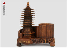 Load image into Gallery viewer, Chinese Feng Shui Good Fortune Wealth Double Pen Holder Gold Money Cabbage Gold Fish Statue Home/Office Decor Sculpture Craft Living Room TV Cabinet Fortune Ornament Housewarming Gift