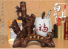 Load image into Gallery viewer, Chinese Feng Shui Good Fortune Wealth Double Pen Holder Gold Money Horse Statue Home/Office Decor Sculpture Craft Living Room TV Cabinet Fortune Ornament Housewarming Gift