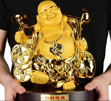 Load image into Gallery viewer, Chinese Feng Shui Good Fortune Wealth Blessing Happy Buddha Statue Home/Office Decor Sculpture Craft Living Room TV Cabinet Fortune Ornament Housewarming Gift