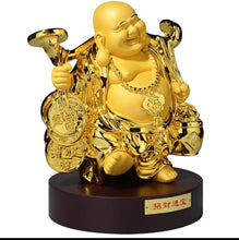 Load image into Gallery viewer, Chinese Feng Shui Good Fortune Wealth Blessing Happy Buddha Statue Home/Office Decor Sculpture Craft Living Room TV Cabinet Fortune Ornament Housewarming Gift