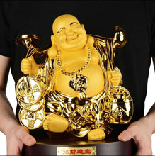 Load image into Gallery viewer, Chinese Feng Shui Good Fortune Wealth Blessing Happy Buddha Statue Home/Office Decor Sculpture Craft Living Room TV Cabinet Fortune Ornament Housewarming Gift