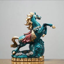 Load image into Gallery viewer, Chinese Feng Shui Good Fortune Wealth Gold Money Horse Statue Home/Office Decor Sculpture Craft Living Room TV Cabinet Fortune Ornament Housewarming Gift