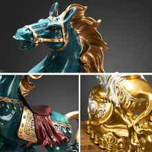 Load image into Gallery viewer, Chinese Feng Shui Good Fortune Wealth Gold Money Horse Statue Home/Office Decor Sculpture Craft Living Room TV Cabinet Fortune Ornament Housewarming Gift