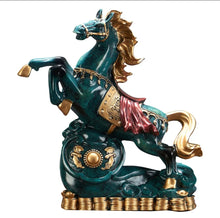 Load image into Gallery viewer, Chinese Feng Shui Good Fortune Wealth Gold Money Horse Statue Home/Office Decor Sculpture Craft Living Room TV Cabinet Fortune Ornament Housewarming Gift