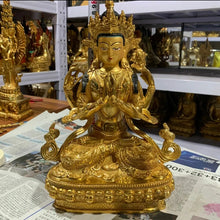 Load image into Gallery viewer, Chinese Feng Shui Good Fortune Wealth Blessing Guanyin Bronze Statue Home/Office Decor Sculpture Craft Living Room TV Cabinet Fortune Ornament Housewarming Gift