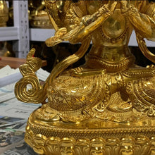 Load image into Gallery viewer, Chinese Feng Shui Good Fortune Wealth Blessing Guanyin Bronze Statue Home/Office Decor Sculpture Craft Living Room TV Cabinet Fortune Ornament Housewarming Gift