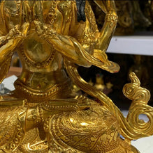 Load image into Gallery viewer, Chinese Feng Shui Good Fortune Wealth Blessing Guanyin Bronze Statue Home/Office Decor Sculpture Craft Living Room TV Cabinet Fortune Ornament Housewarming Gift
