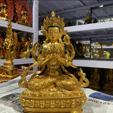 Load image into Gallery viewer, Chinese Feng Shui Good Fortune Wealth Blessing Guanyin Bronze Copper Statue Home/Office Decor Sculpture Craft Living Room TV Cabinet Fortune Ornament Housewarming Gift
