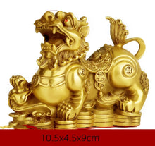 Load image into Gallery viewer, A Pair of Chinese Feng Shui Good Fortune Wealth Gold Money Pixiu/Dragon/Lions Statue Home/Office Decor Sculpture Craft Living Room TV Cabinet Fortune Ornament Housewarming Gift