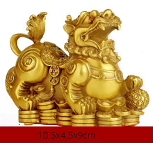 Load image into Gallery viewer, A Pair of Chinese Feng Shui Good Fortune Wealth Gold Money Pixiu/Dragon/Lions Statue Home/Office Decor Sculpture Craft Living Room TV Cabinet Fortune Ornament Housewarming Gift