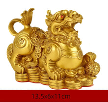 Load image into Gallery viewer, A Pair of Chinese Feng Shui Good Fortune Wealth Gold Money Pixiu/Dragon/Lions Statue Home/Office Decor Sculpture Craft Living Room TV Cabinet Fortune Ornament Housewarming Gift