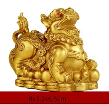 Load image into Gallery viewer, A Pair of Chinese Feng Shui Good Fortune Wealth Gold Money Pixiu/Dragon/Lions Statue Home/Office Decor Sculpture Craft Living Room TV Cabinet Fortune Ornament Housewarming Gift