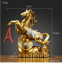 Load image into Gallery viewer, Chinese Feng Shui Good Fortune Wealth Gold Money Horse Statue Home/Office Decor Sculpture Craft Living Room TV Cabinet Fortune Ornament Housewarming Gift
