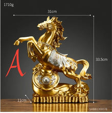 Load image into Gallery viewer, Chinese Feng Shui Good Fortune Wealth Gold Money Horse Statue Home/Office Decor Sculpture Craft Living Room TV Cabinet Fortune Ornament Housewarming Gift