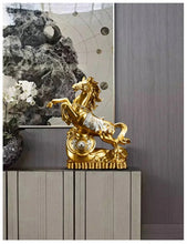 Load image into Gallery viewer, Chinese Feng Shui Good Fortune Wealth Gold Money Horse Statue Home/Office Decor Sculpture Craft Living Room TV Cabinet Fortune Ornament Housewarming Gift