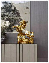 Load image into Gallery viewer, Chinese Feng Shui Good Fortune Wealth Gold Money Horse Statue Home/Office Decor Sculpture Craft Living Room TV Cabinet Fortune Ornament Housewarming Gift