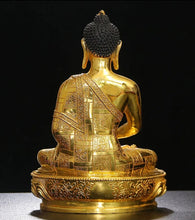 Load image into Gallery viewer, Chinese Feng Shui Good Fortune Wealth Blessing Gold Buddha Copper Statue Home/Office Decor Sculpture Craft Living Room TV Cabinet Fortune Ornament Housewarming Gift